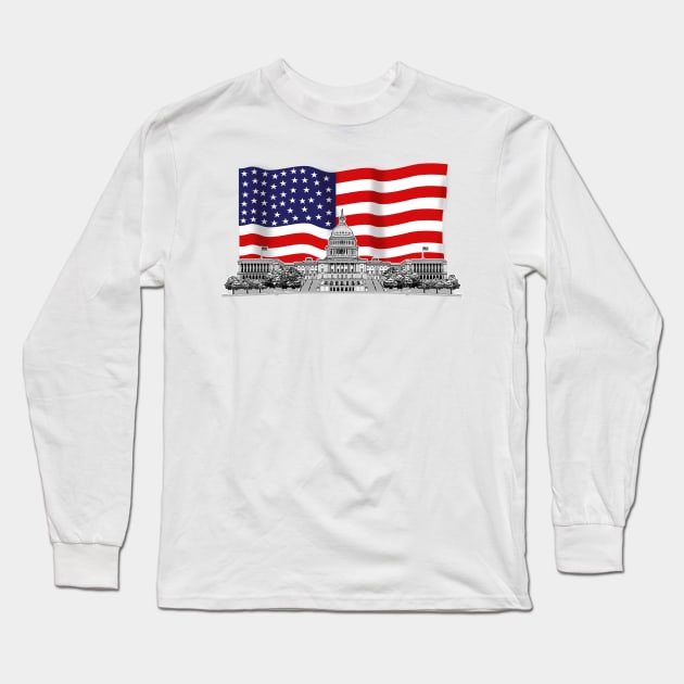 United States Capitol Building Long Sleeve T-Shirt by Dual Rogue